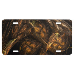 Mother Earth Modern Abstract Art Golden Fractal License Plate