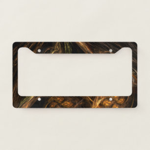Mother Earth Modern Abstract Art Golden Fractal License Plate Frame