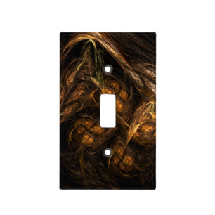 Mother Earth Modern Abstract Art Golden Fractal Light Switch Cover