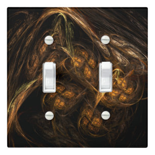 Mother Earth Modern Abstract Art Golden Fractal Light Switch Cover
