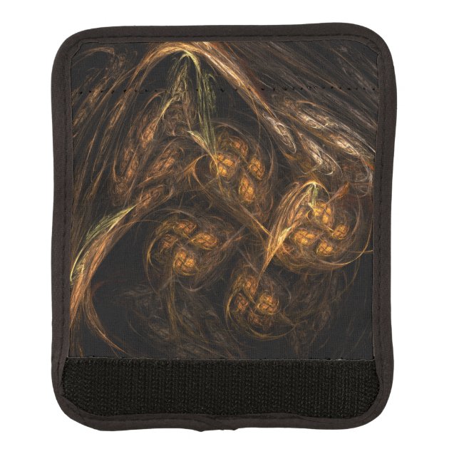 Mother Earth Modern Abstract Art Golden Fractal Luggage Handle Wrap (Front)