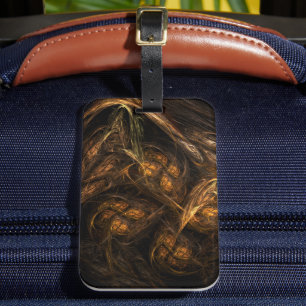 Mother Earth Modern Abstract Art Golden Fractal Luggage Tag