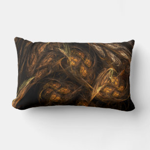 Mother Earth Modern Abstract Art Golden Fractal Lumbar Pillow