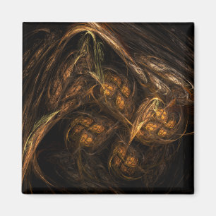 Mother Earth Modern Abstract Art Golden Fractal Magnet