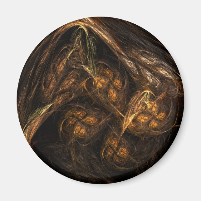 Mother Earth Modern Abstract Art Golden Fractal Magnet (Front)