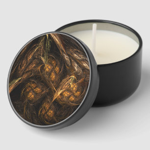 Mother Earth Modern Abstract Art Golden Fractal Mini Candle Favors