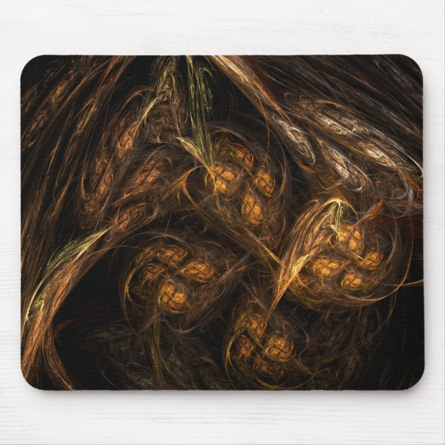 Mother Earth Modern Abstract Art Golden Fractal Mouse Pad (Front)