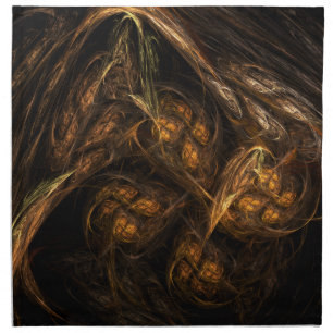 Mother Earth Modern Abstract Art Golden Fractal Napkin