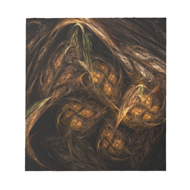 Mother Earth Modern Abstract Art Golden Fractal Notepad (Front)