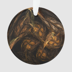 Mother Earth Modern Abstract Art Golden Fractal Ornament