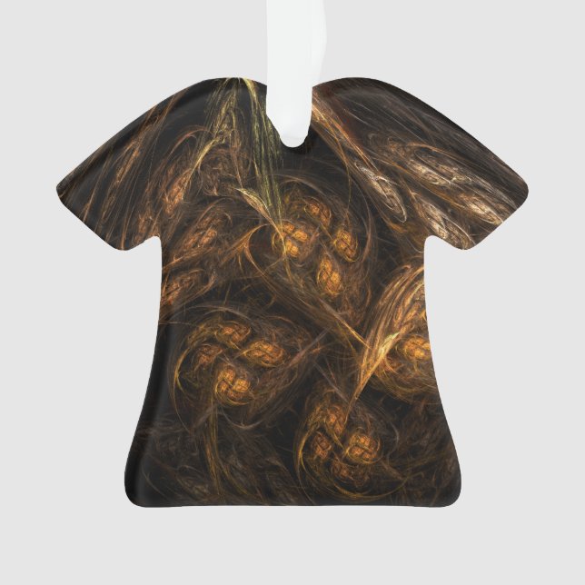 Mother Earth Modern Abstract Art Golden Fractal Ornament (Front)
