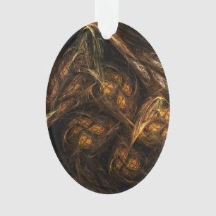 Mother Earth Modern Abstract Art Golden Fractal Ornament