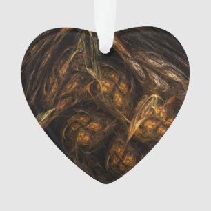 Mother Earth Modern Abstract Art Golden Fractal Ornament