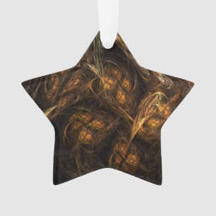Mother Earth Modern Abstract Art Golden Fractal Ornament