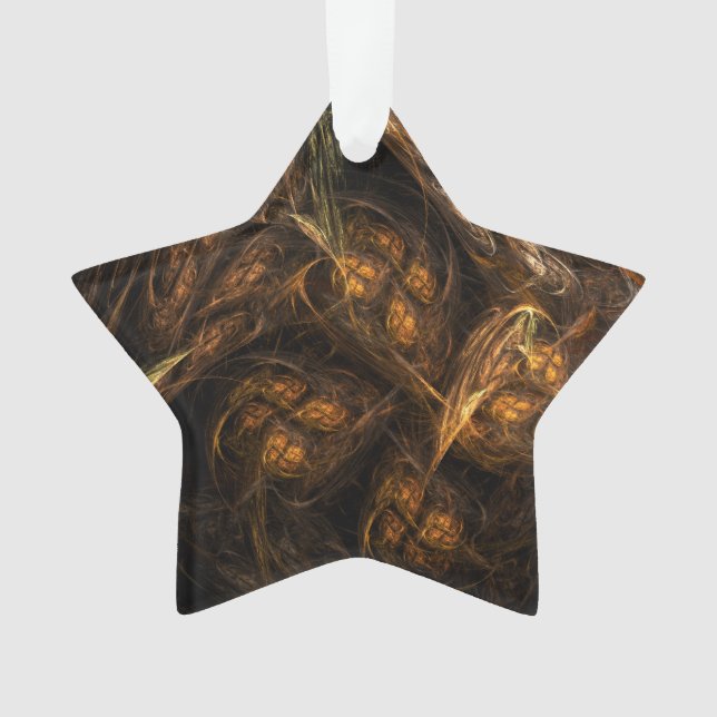 Mother Earth Modern Abstract Art Golden Fractal Ornament (Front)