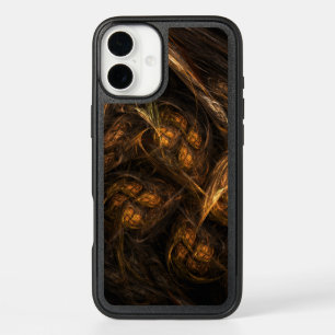 Mother Earth Modern Abstract Art Golden Fractal iPhone 16 Plus Case
