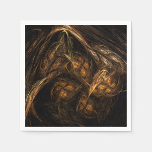 Mother Earth Modern Abstract Art Golden Fractal Paper Napkins