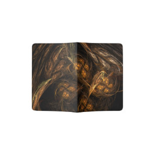 Mother Earth Modern Abstract Art Golden Fractal Passport Holder