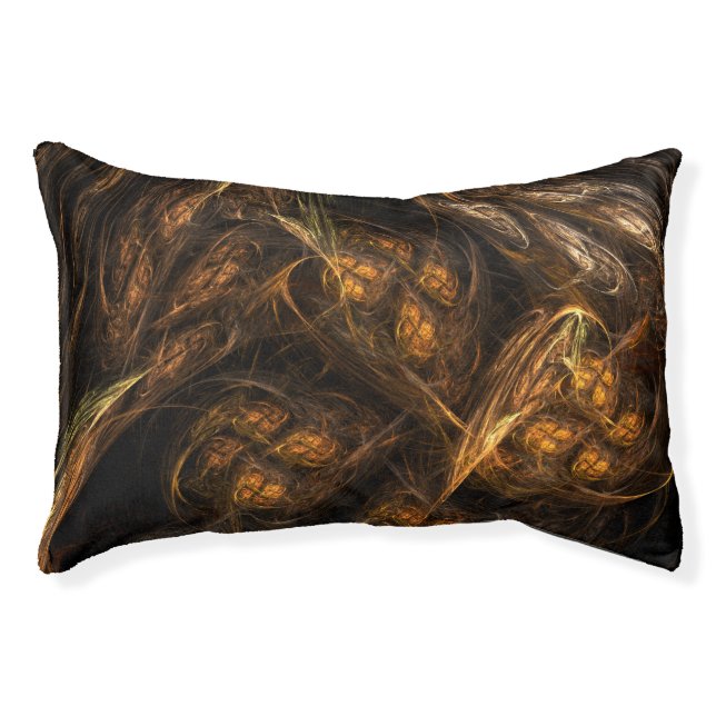 Mother Earth Modern Abstract Art Golden Fractal Pet Bed (Front)
