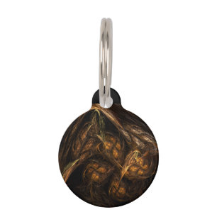 Mother Earth Modern Abstract Art Golden Fractal Pet ID Tag