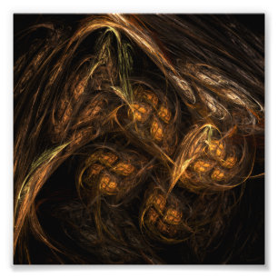 Mother Earth Modern Abstract Art Golden Fractal Photo Print