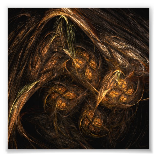 Mother Earth Modern Abstract Art Golden Fractal Photo Print (Front)