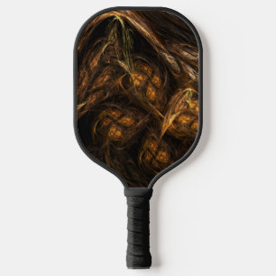 Mother Earth Modern Abstract Art Golden Fractal Pickleball Paddle
