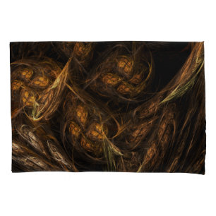 Mother Earth Modern Abstract Art Golden Fractal Pillowcase