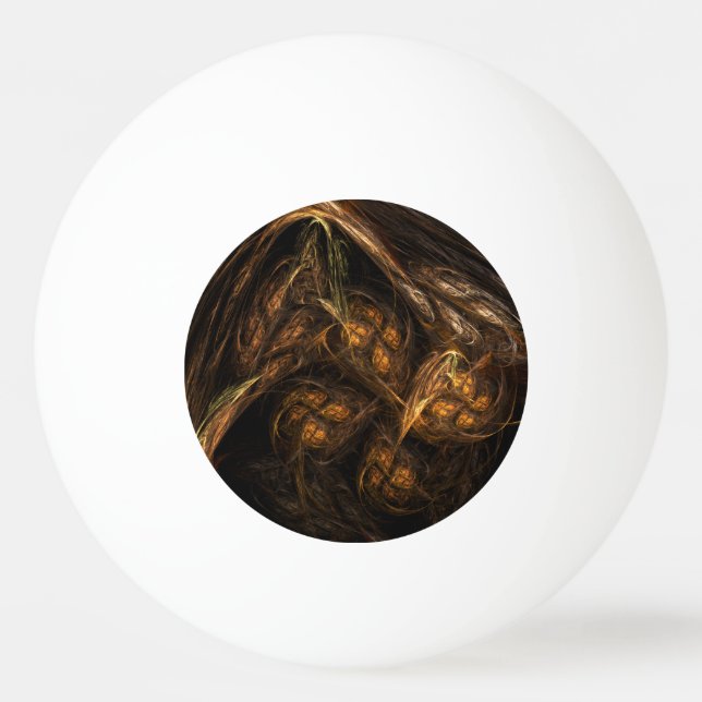 Mother Earth Modern Abstract Art Golden Fractal Ping Pong Ball (Front)