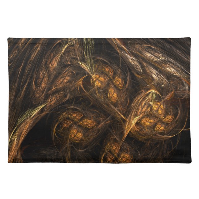 Mother Earth Modern Abstract Art Golden Fractal Placemat (Front)