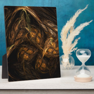 Mother Earth Modern Abstract Art Golden Fractal Plaque