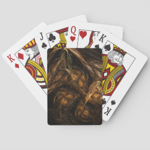 Mother Earth Modern Abstract Art Golden Fractal Poker Cards