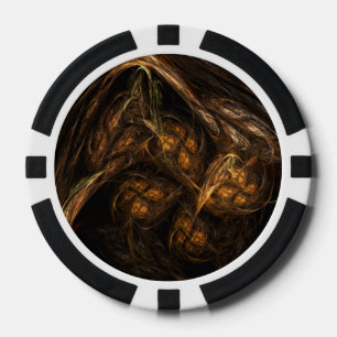 Mother Earth Modern Abstract Art Golden Fractal Poker Chips