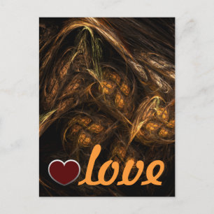 Mother Earth Modern Abstract Art Golden Fractal Postcard