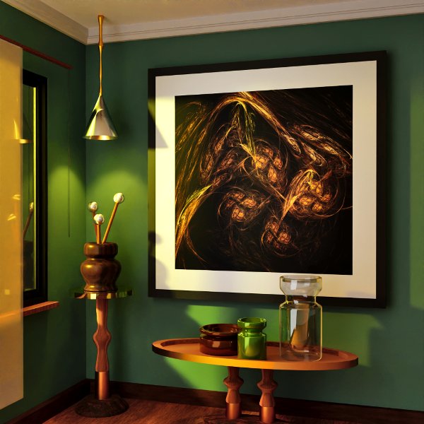 Mother Earth Modern Abstract Art Golden Fractal