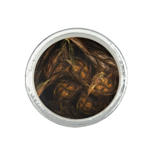 Mother Earth Modern Abstract Art Golden Fractal Ring