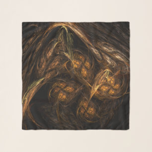 Mother Earth Modern Abstract Art Golden Fractal Scarf