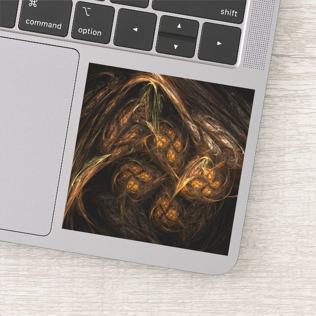Mother Earth Modern Abstract Art Golden Fractal Sticker (Detail)