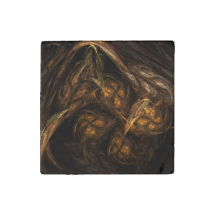 Mother Earth Modern Abstract Art Golden Fractal Stone Magnet