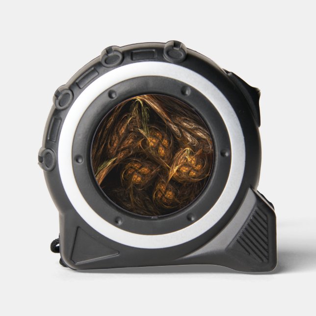 Mother Earth Modern Abstract Art Golden Fractal Tape Measure (Front)