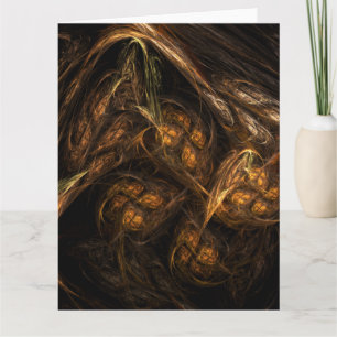 Mother Earth Modern Abstract Art Golden Fractal Thank You Card