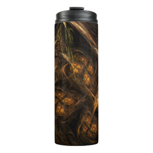 Mother Earth Modern Abstract Art Golden Fractal Thermal Tumbler
