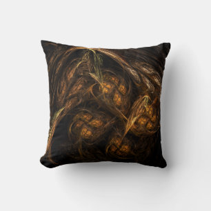 Mother Earth Modern Abstract Art Golden Fractal Throw Pillow