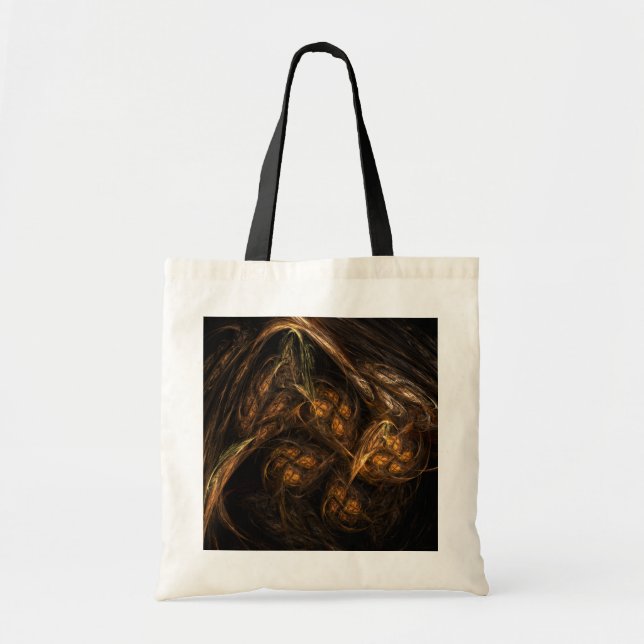 Mother Earth Modern Abstract Art Golden Fractal Tote Bag (Front)