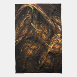 Mother Earth Modern Abstract Art Golden Fractal Towel