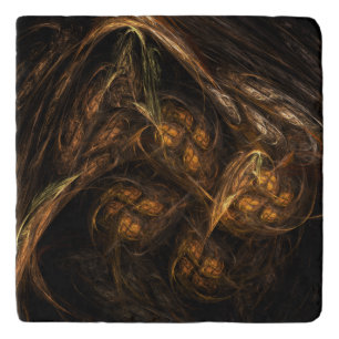 Mother Earth Modern Abstract Art Golden Fractal Trivet