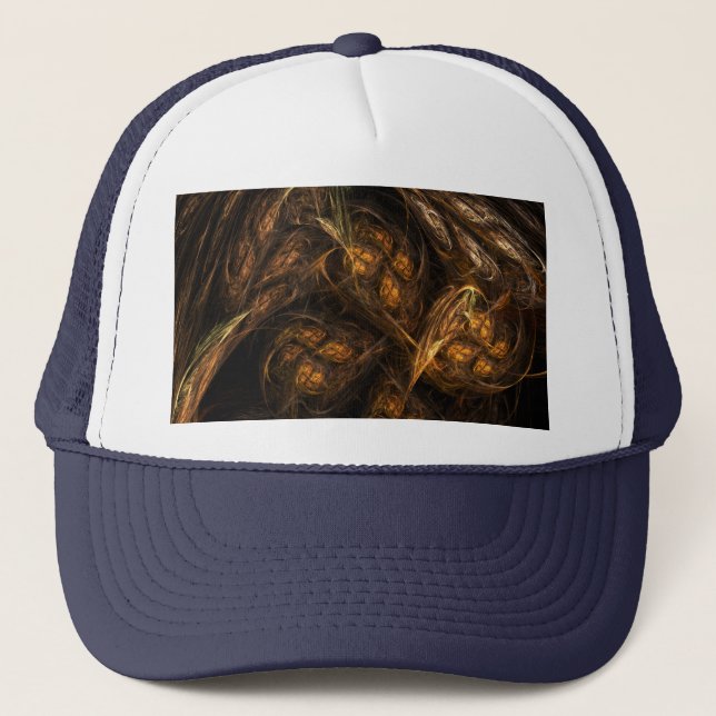 Mother Earth Modern Abstract Art Golden Fractal Trucker Hat (Front)