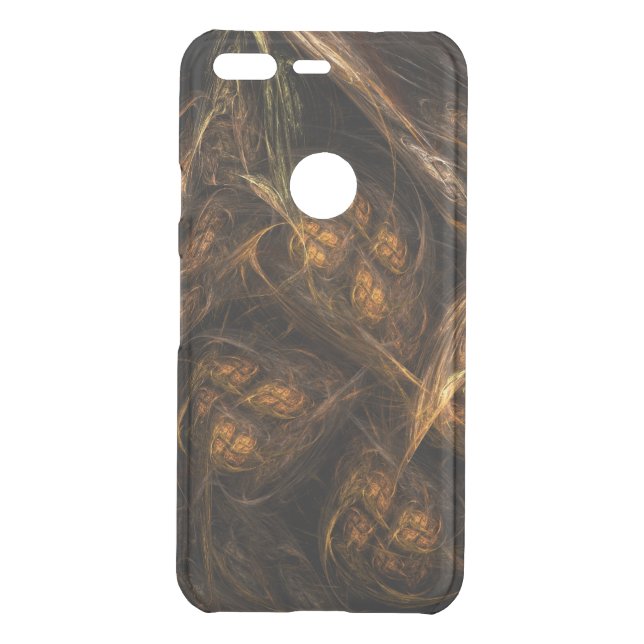 Mother Earth Modern Abstract Art Golden Fractal Uncommon Google Pixel Case (Back)