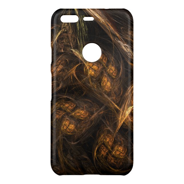 Mother Earth Modern Abstract Art Golden Fractal Uncommon Google Pixel Case (Back)