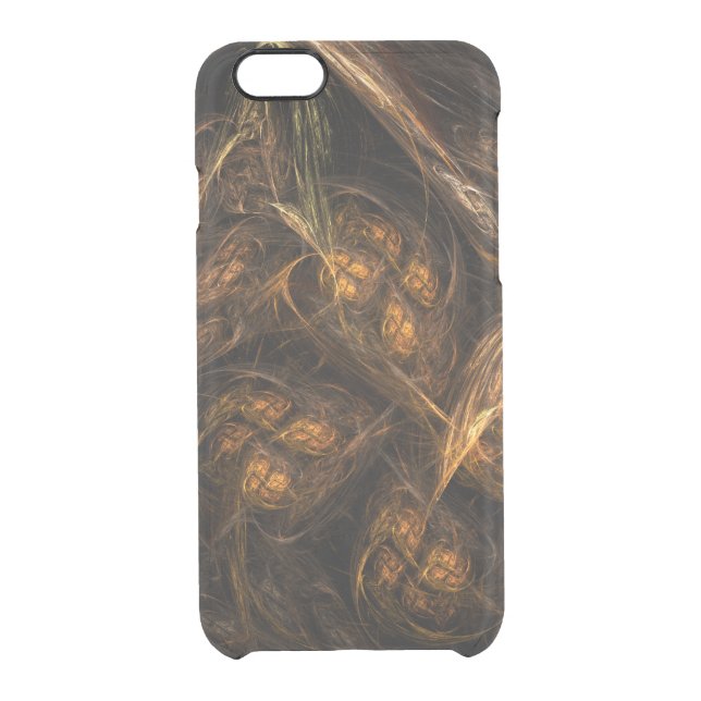 Mother Earth Modern Abstract Art Golden Fractal Uncommon iPhone Case (Back)